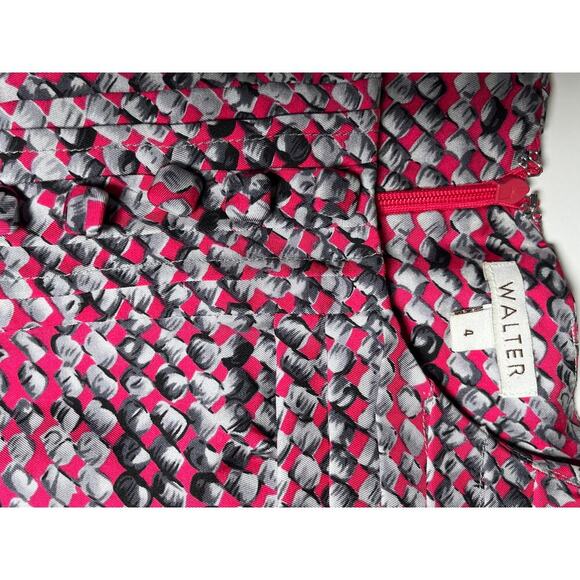 Walter Shirt Size 4 Pink Black Gray Silk Short Sleeve Pleated Corpcore Classic - Picture 9 of 16